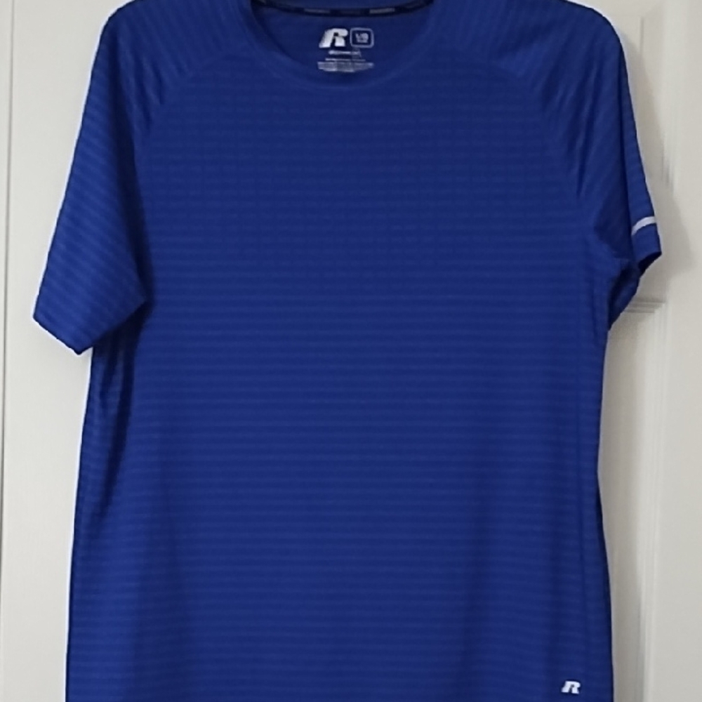 Russell Athletic Men's Striped Blue Tee